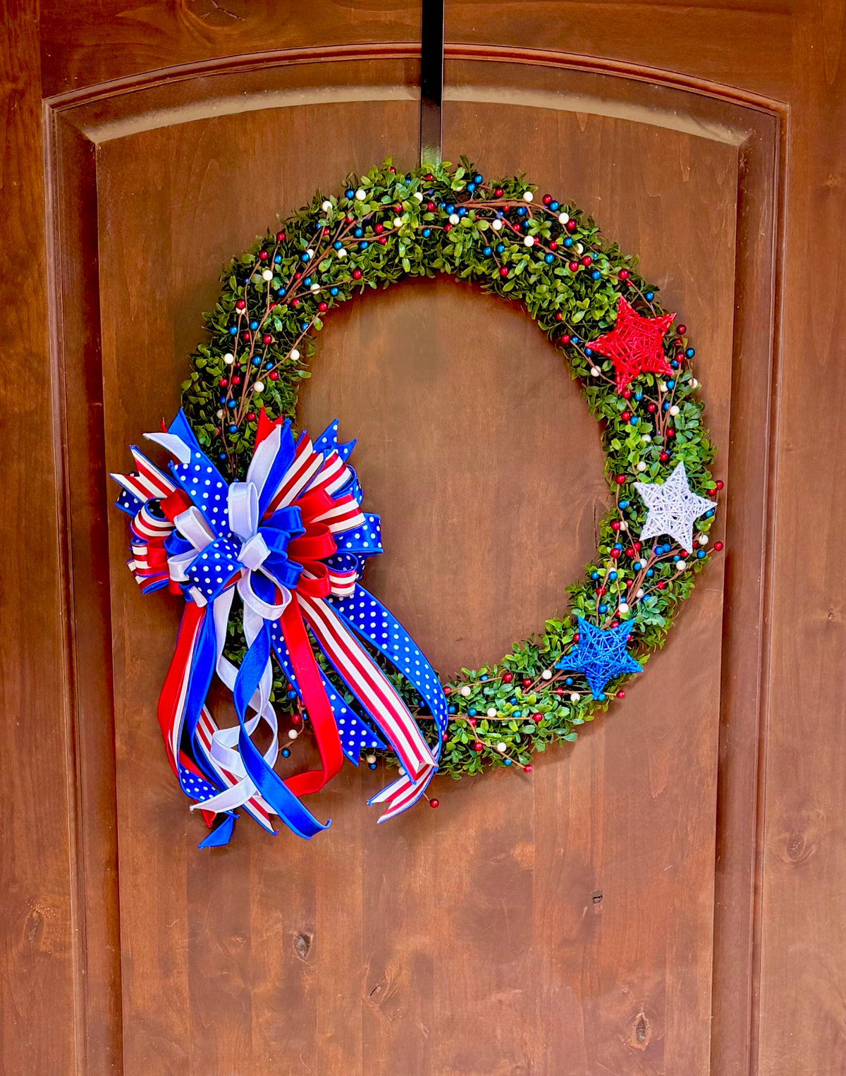 Patriotic Boxwood Wreath