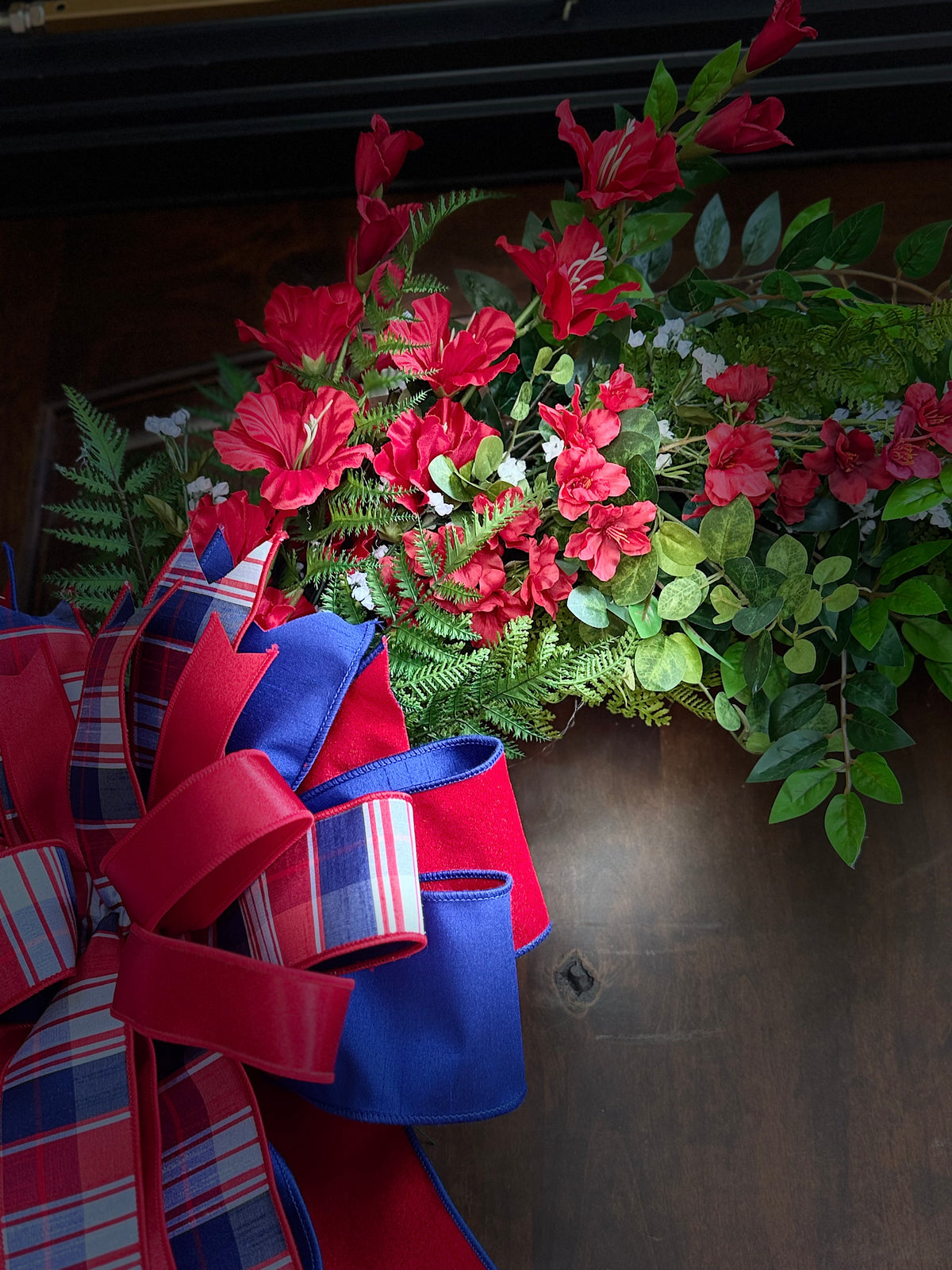Grand Patriotic Grapevine Wreath with Plaid Bow