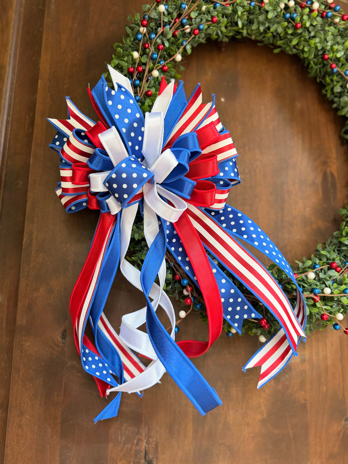 Patriotic Boxwood Wreath