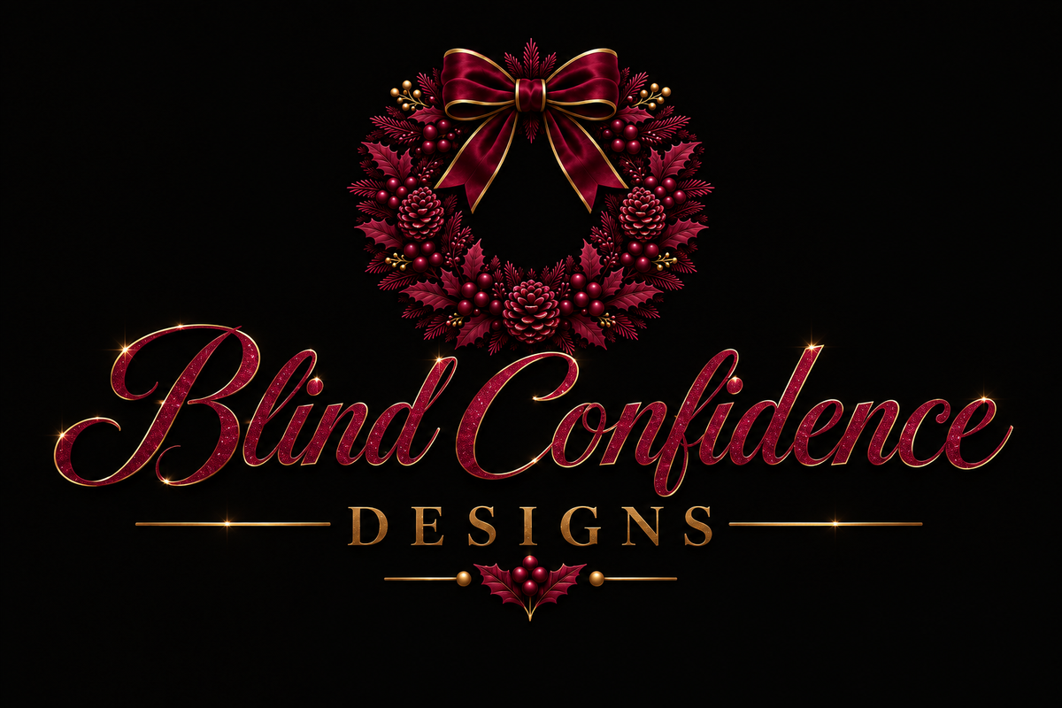 Blind Confidence Designs Logo - Sparkle & Classic Wreath